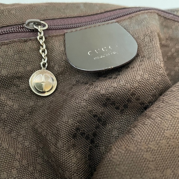 Gucci Brown Nylon Bamboo handle Shoulder Bag/ Rare Vintage - Picture 13 of 16